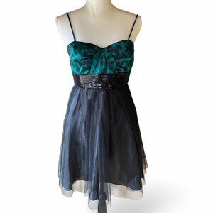 Reign On Y2K green cheetah print sequin fit & flare whimsigoth mini dress 7/8